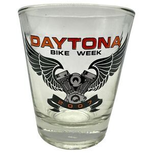 Daytona‎ Beach Bike Week Cross Motorcycle Clear Shot Glass 2007